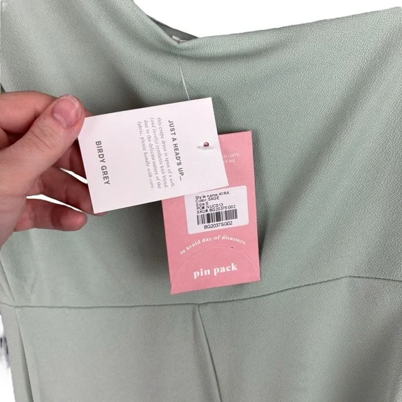 Birdy Grey “Kira” Crepe One-Shoulder Sage Bridesmaid Gown – Sz S (NWT) - Picture 9 of 14